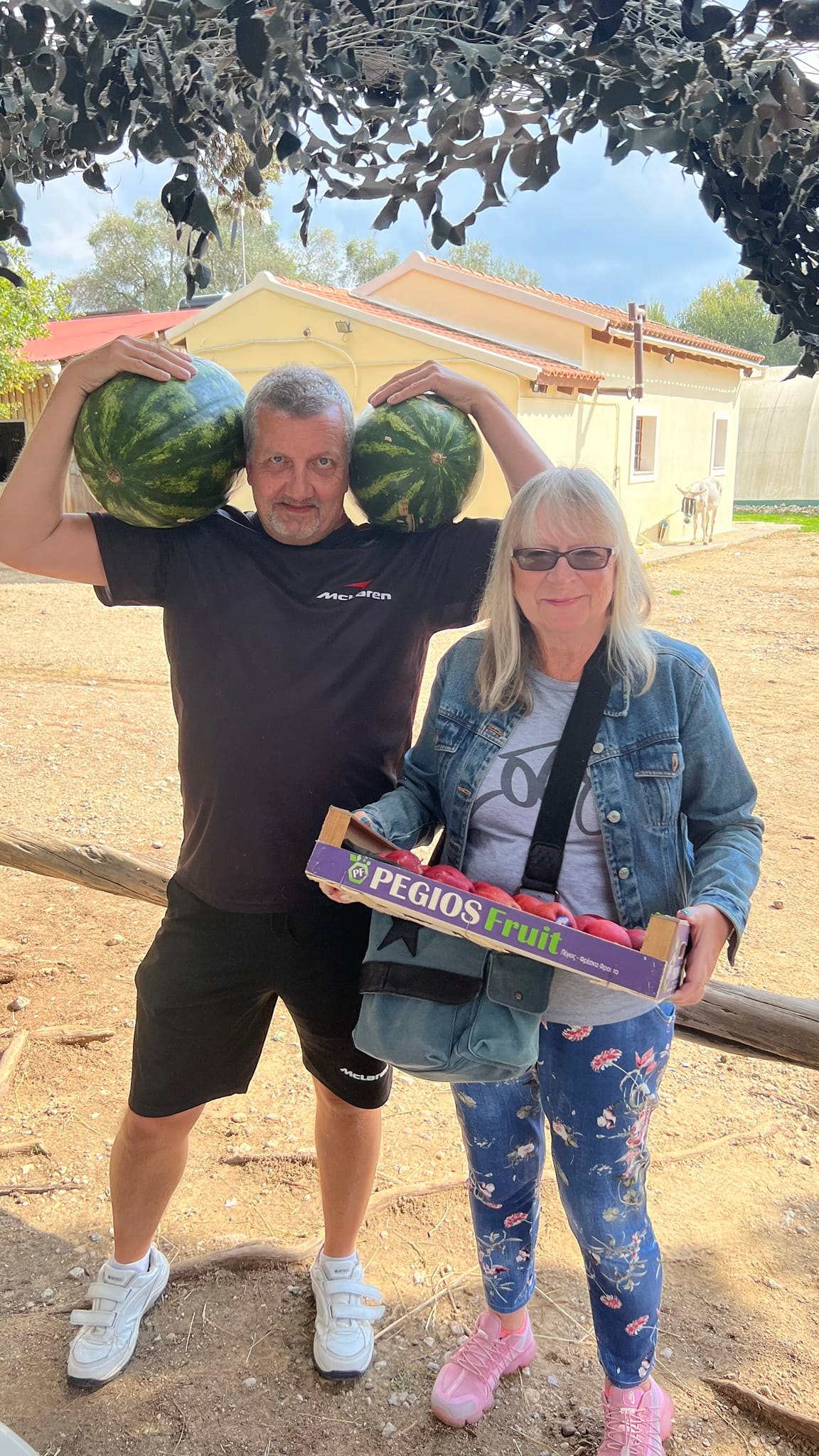 Couple with watermelons
